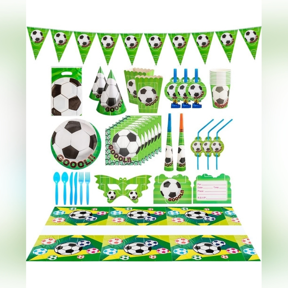 136 Pcs Soccer Party Decorations